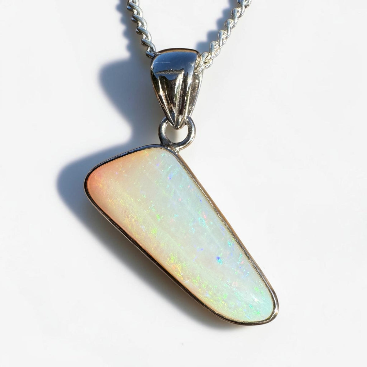 4.4ct Coober Pedy Opal Pendant Necklace ~ 'Derby Gleam' | 925 Sterling Silver | Solid Australian Opal