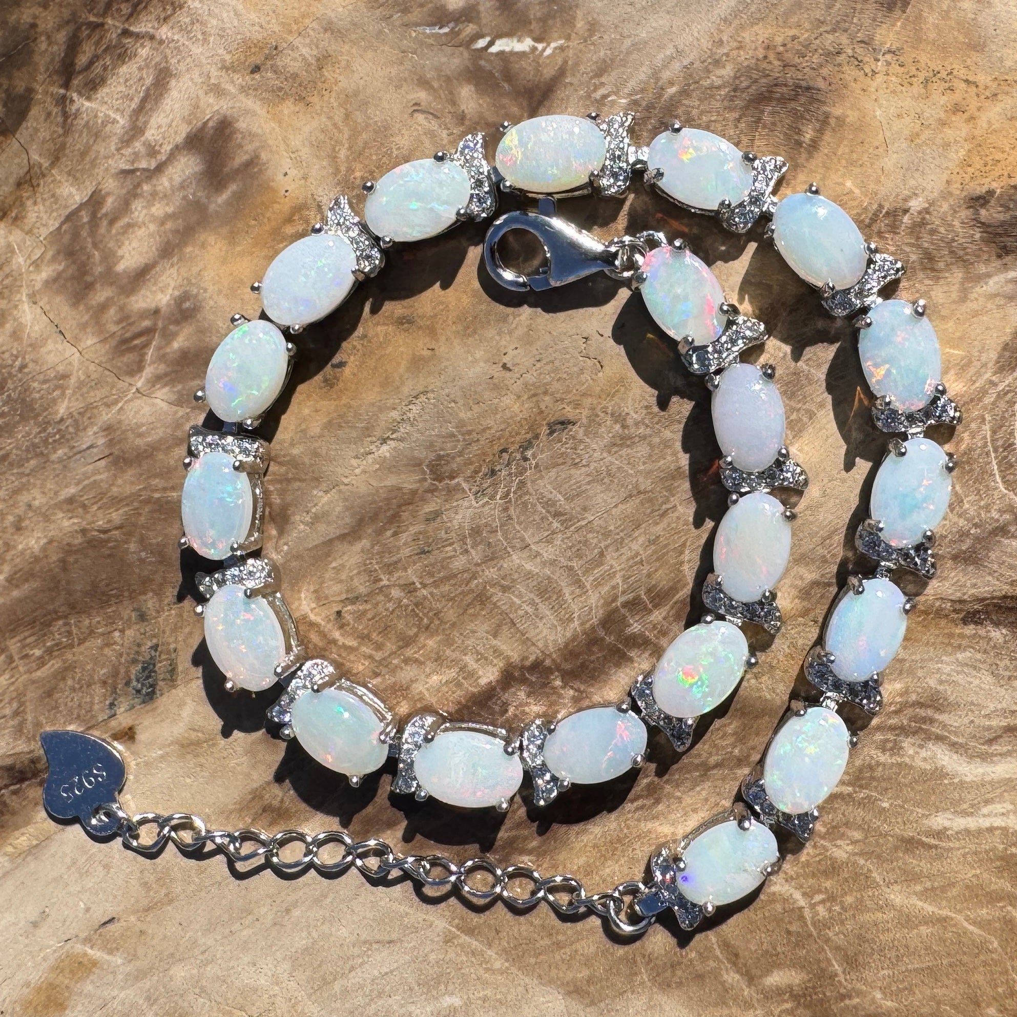6ct Coober Pedy Opal Bracelet ~ 'Cloudy Bay Colours' | 925 Sterling Silver | Solid Australian Opal