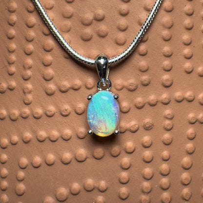 'Blue Ocean' ~ Handcrafted 0.8ct Solid Lightning Ridge Opal Sterling Silver Pendant Necklace