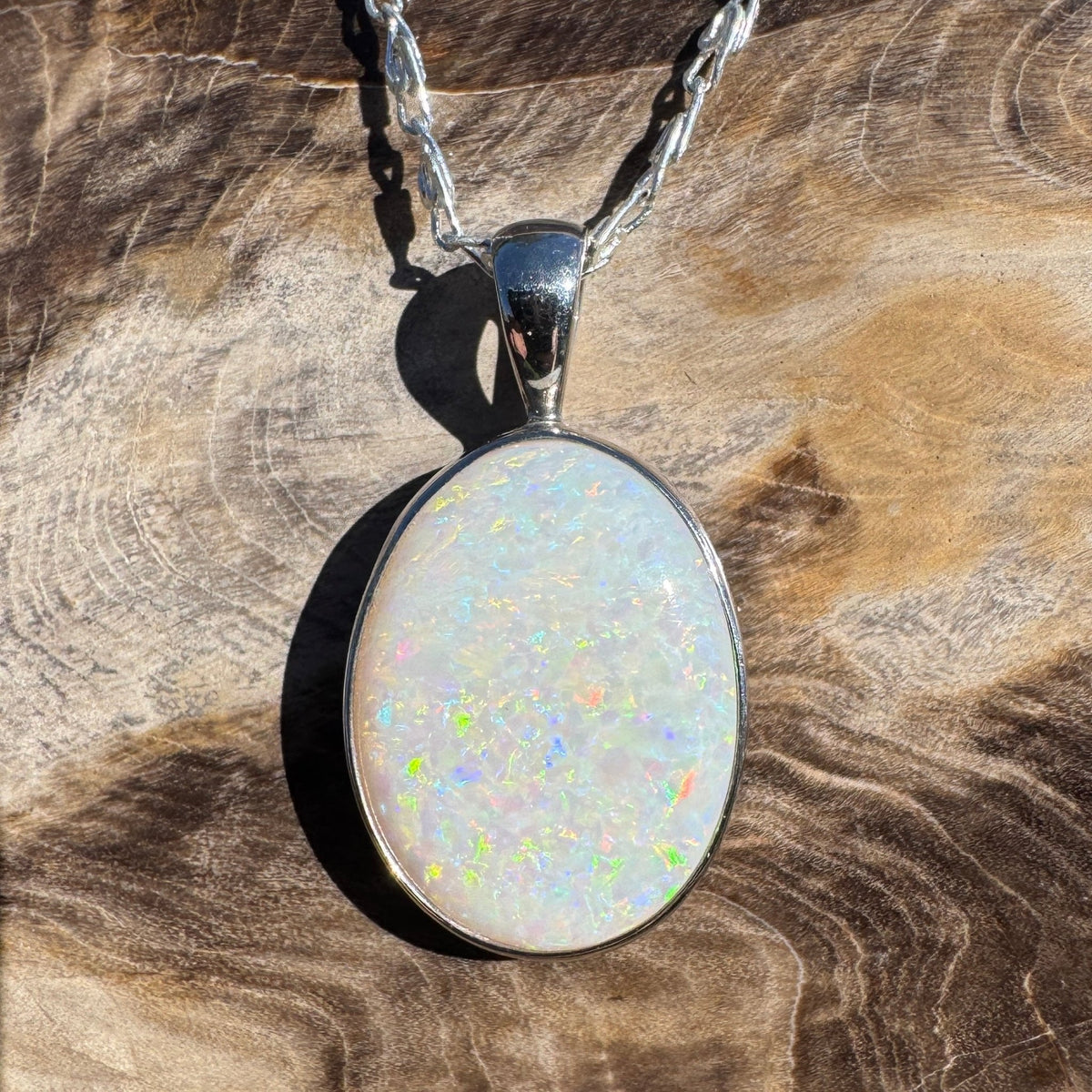 4.5ct Coober Pedy Opal Pendant Necklace ~ 'Wollongong Radiance' | 925 Sterling Silver | Solid Australian Opal
