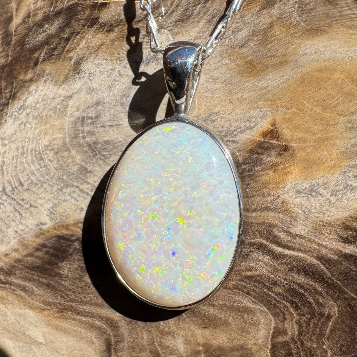 4.5ct Coober Pedy Opal Pendant Necklace ~ 'Wollongong Radiance' | 925 Sterling Silver | Solid Australian Opal