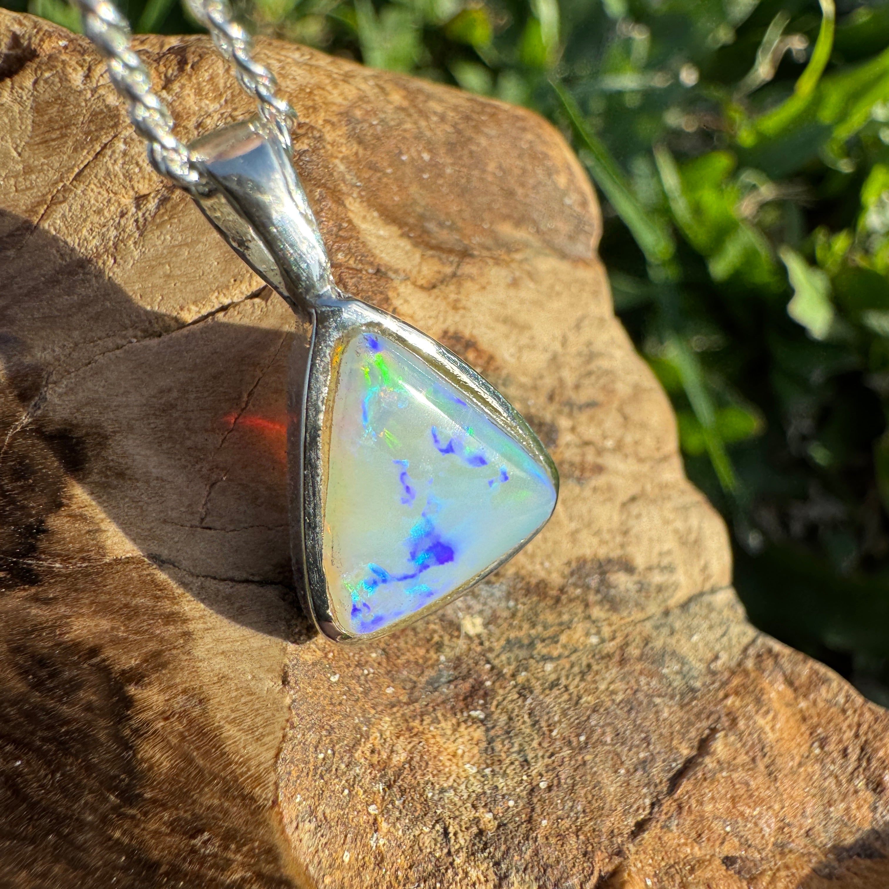 2.6ct Coober Pedy Opal Pendant Necklace ~ 'Wineglass Twilight' | 925 Sterling Silver | Solid Australian Opal