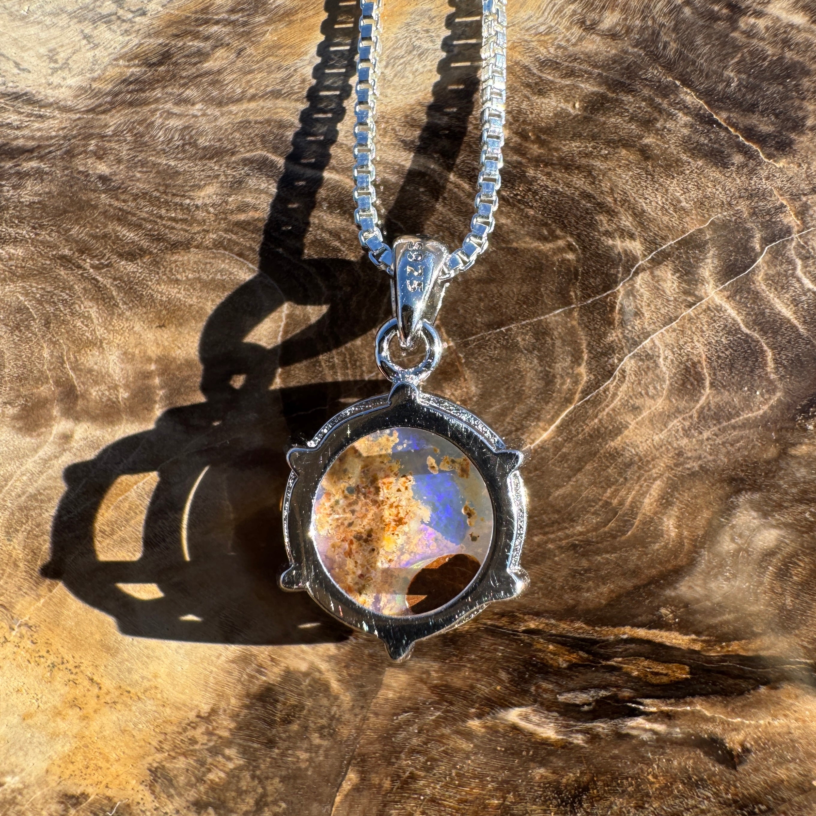 3.6ct Queensland Opal Pendant Necklace ~ 'Boulia Twilight' | 925 Sterling Silver | Solid Australian Opal