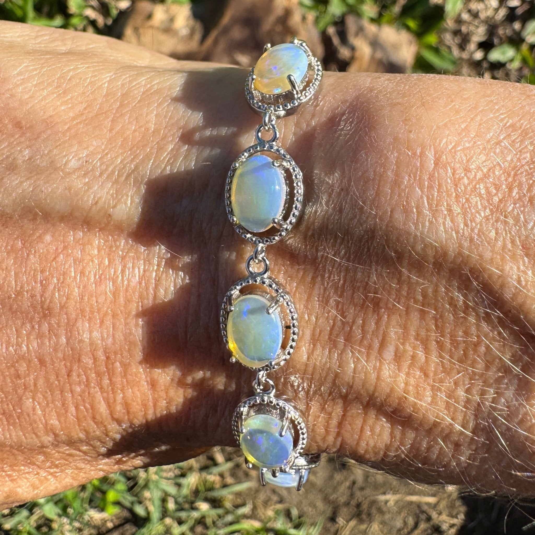 4.6ct Coober Pedy Opal Bracelet ~ 'Reef Point Shore' | 925 Sterling Silver | Solid Australian Opal