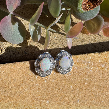 'Outback Stars' ~ Handcrafted 1.4ct Solid Coober Pedy Opal and Cubic Zirconia Sterling Silver Earrings