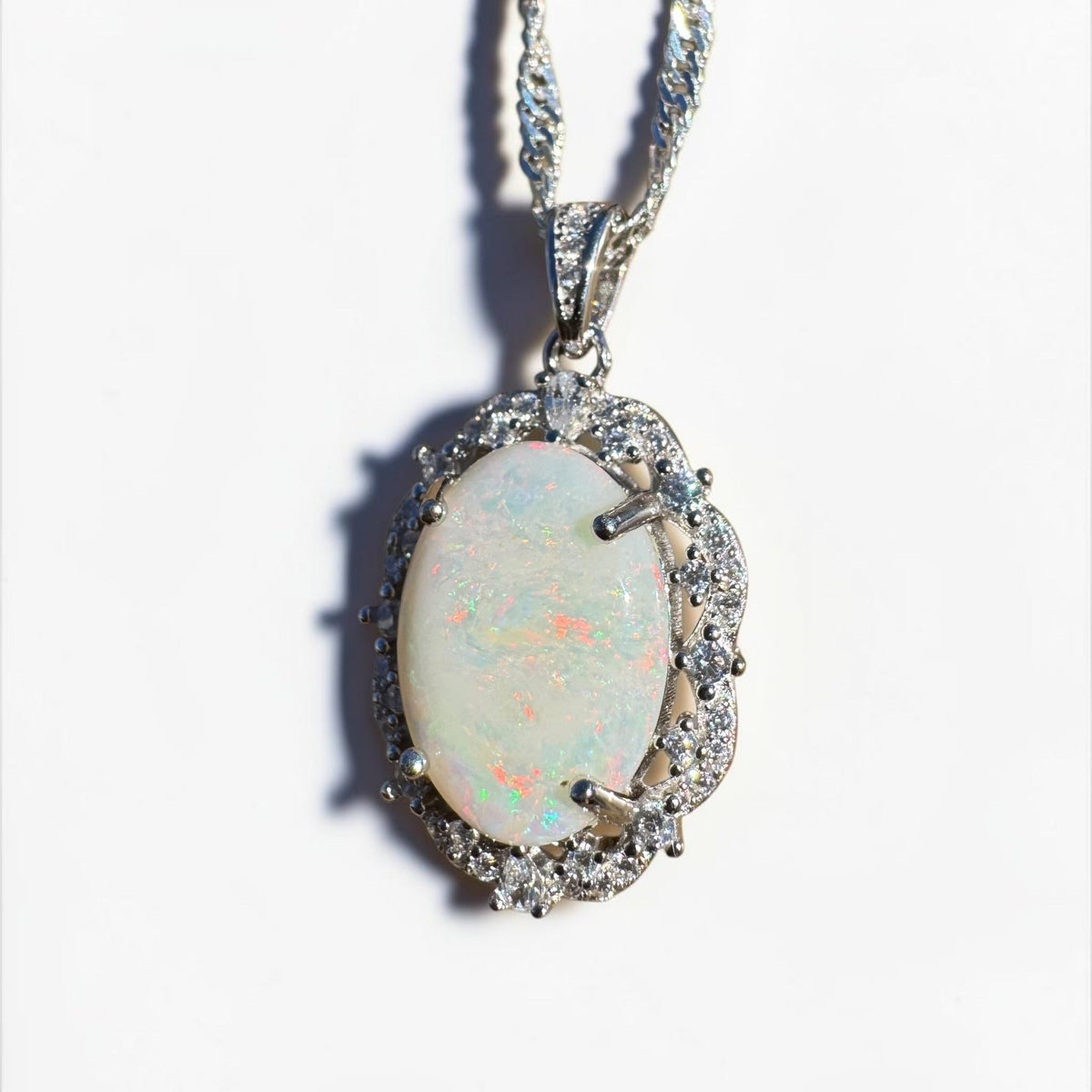 4.8ct Coober Pedy Opal Pendant Necklace ~ 'Cradle Peak Glow' | 925 Sterling Silver | Solid Australian Opal