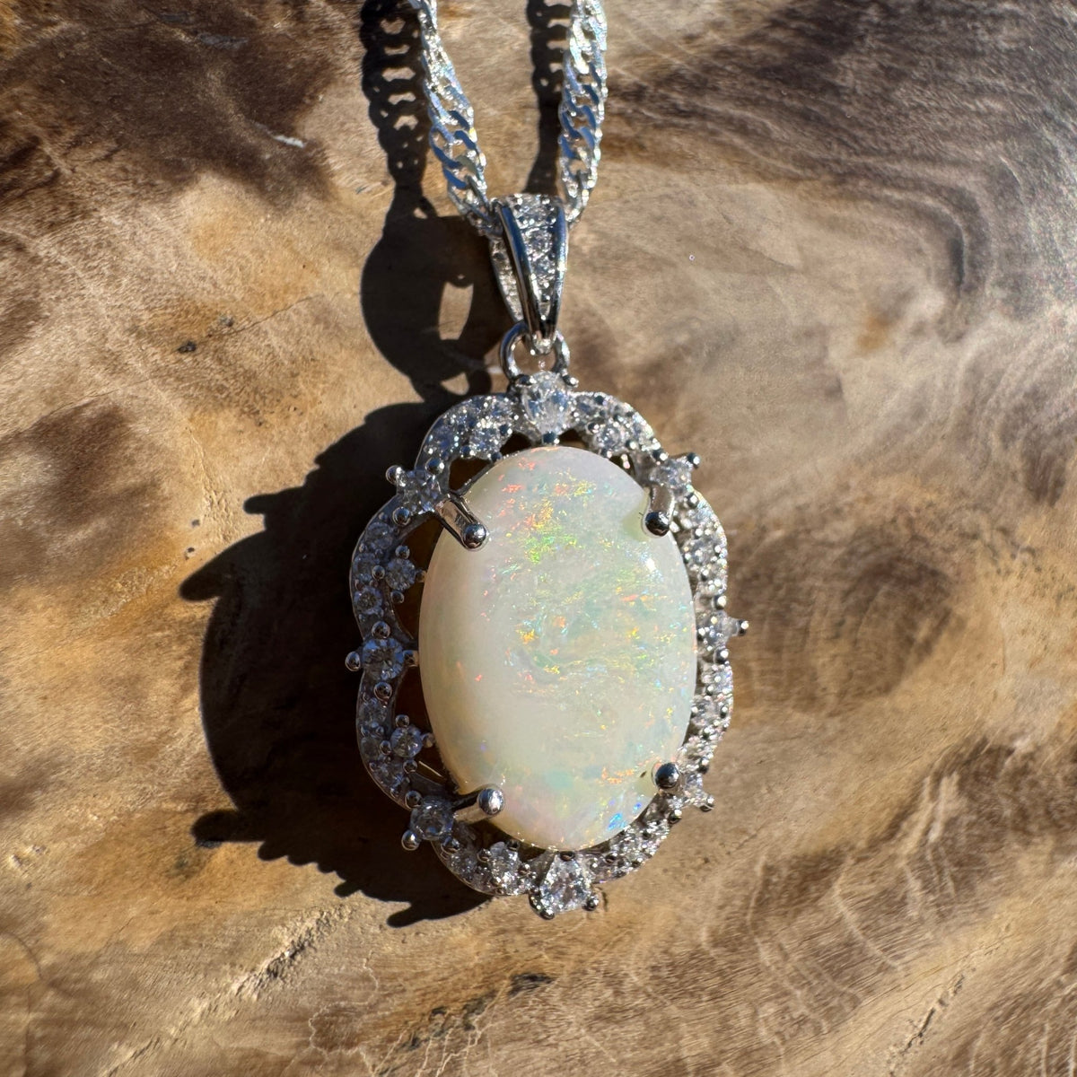 4.8ct Coober Pedy Opal Pendant Necklace ~ 'Cradle Peak Glow' | 925 Sterling Silver | Solid Australian Opal