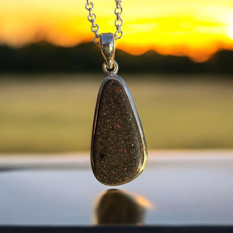 49ct Andamooka Matrix Opal 925 Silver Pendant