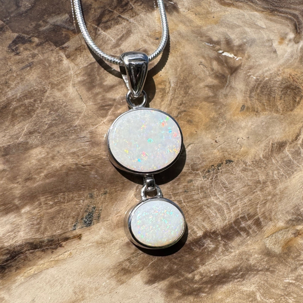 4.9ct Coober Pedy Opal Pendant Necklace ~ 'Kununurra Firelight' | 925 Sterling Silver | Solid Australian Opal