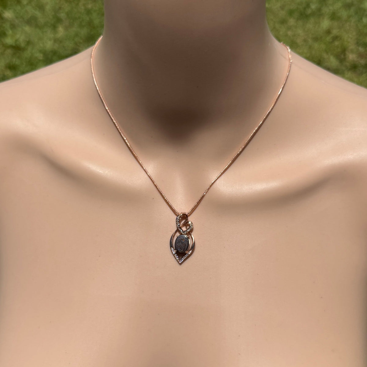 4.9ct Queensland Opal Pendant Necklace ~ 'Twelve Apostles Rose' | Rose Gold Coated 925 Sterling Silver | Solid Australian Opal