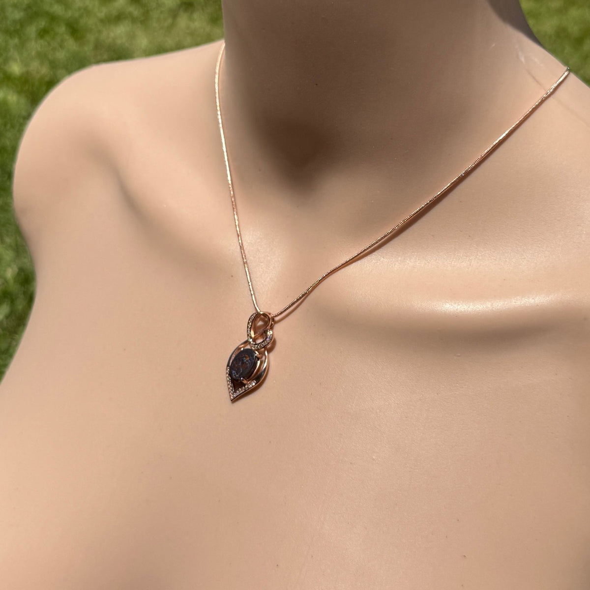 4.9ct Queensland Opal Pendant Necklace ~ 'Twelve Apostles Rose' | Rose Gold Coated 925 Sterling Silver | Solid Australian Opal