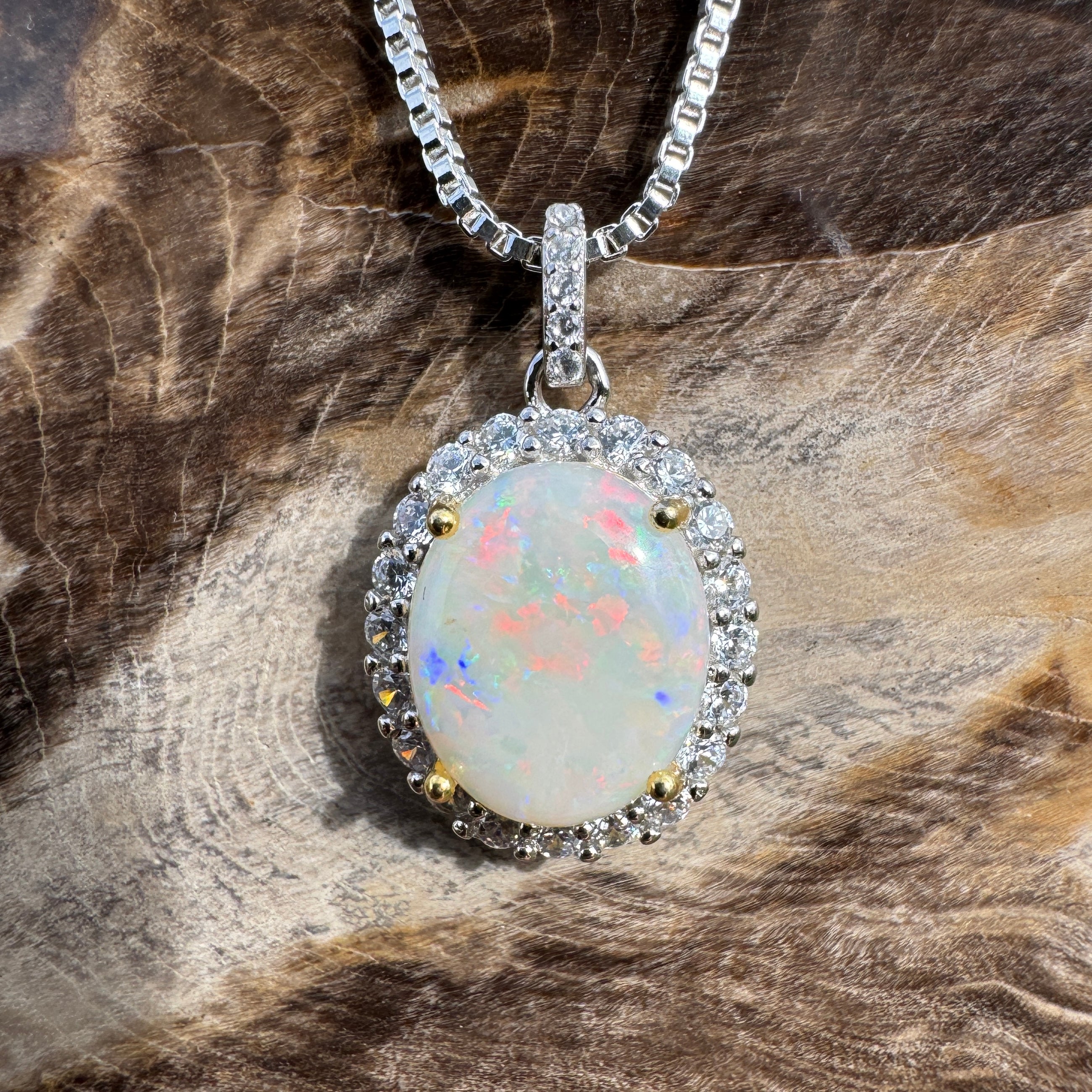 2.3ct Coober Pedy Opal Pendant Necklace ~ 'Natural Bridge' | 925 Sterling Silver | Solid Australian Opal