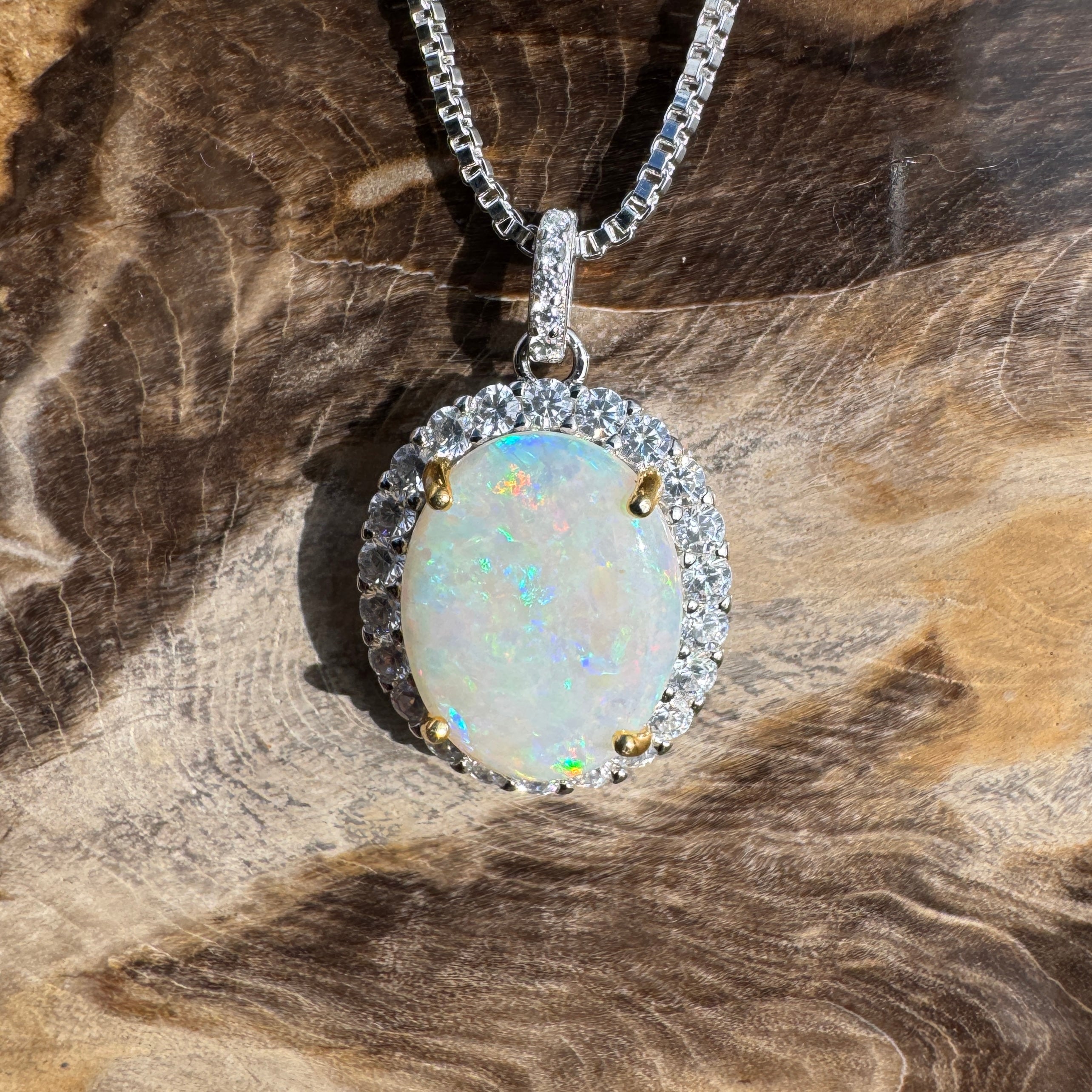 2.8ct Coober Pedy Opal Pendant Necklace ~ 'Wollumbin Caldera' | 925 Sterling Silver | Solid Australian Opal