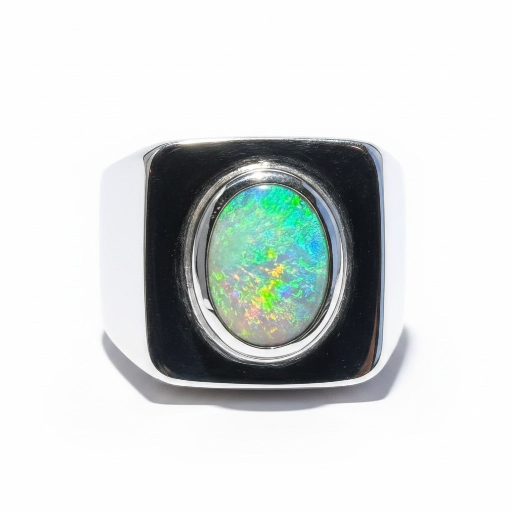 1.3ct Lightning Ridge Crystal Opal Ring ~ 'Keppel Tide' | 925 Sterling Silver | Solid Australian Opal