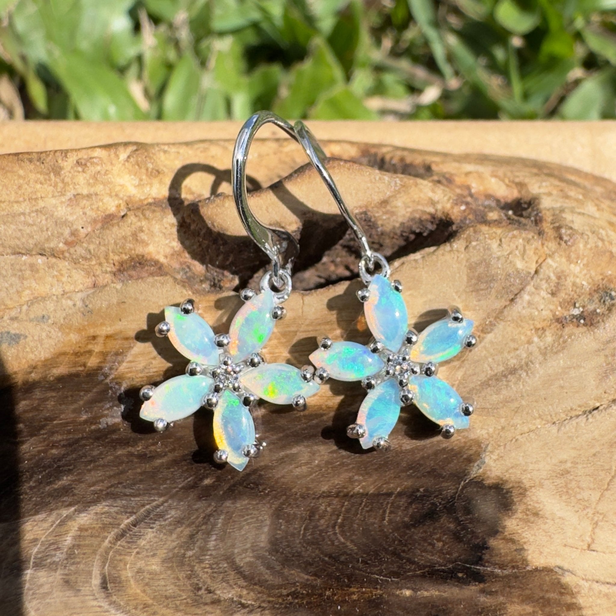 4ct Coober Pedy Opal Hook Earrings ~ 'Ningaloo Sway' | 925 Sterling Silver | Solid Australian Opal
