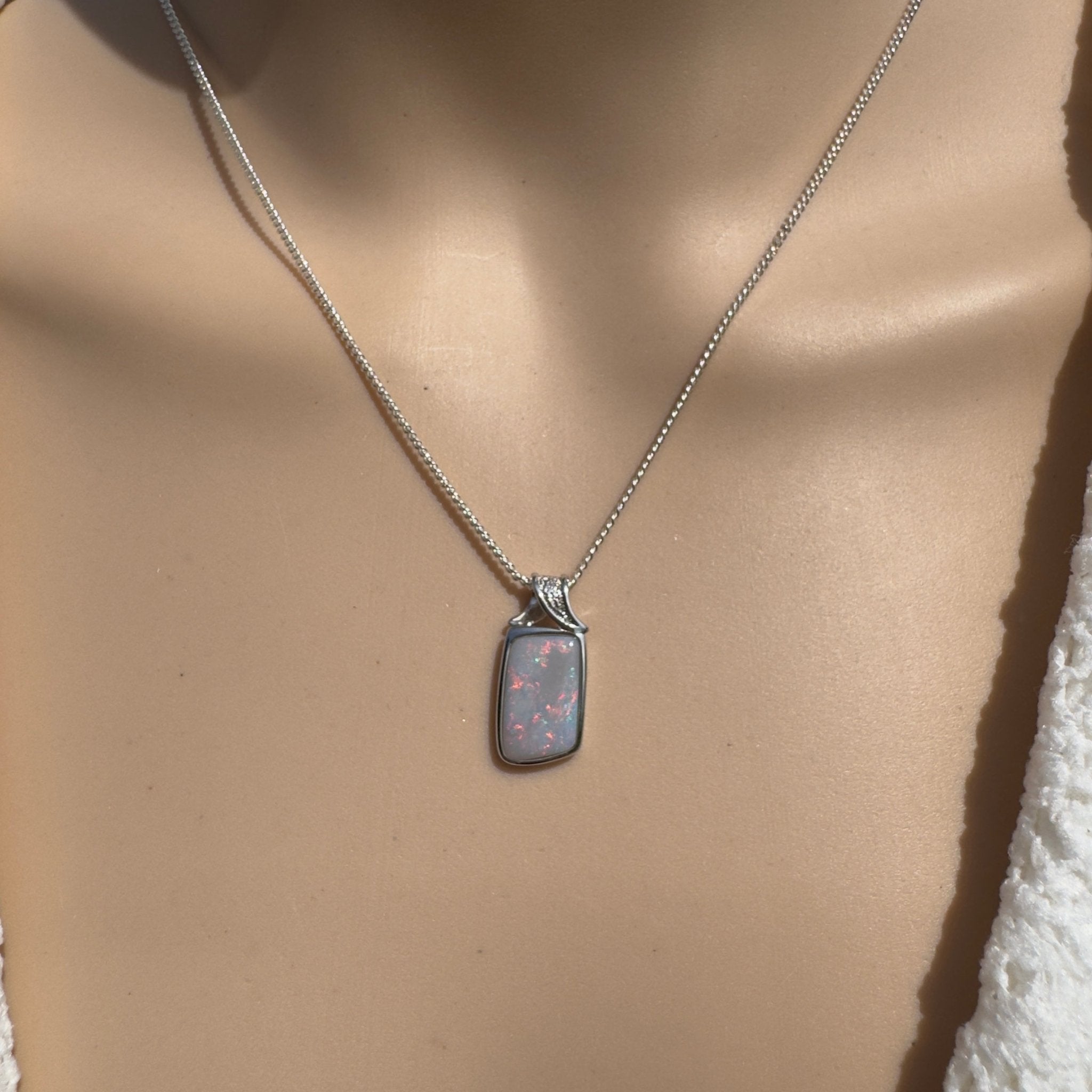 4ct Coober Pedy Opal Pendant Necklace ~ 'Wolumla Spark' | 925 Sterling Silver | Solid Australian Opal