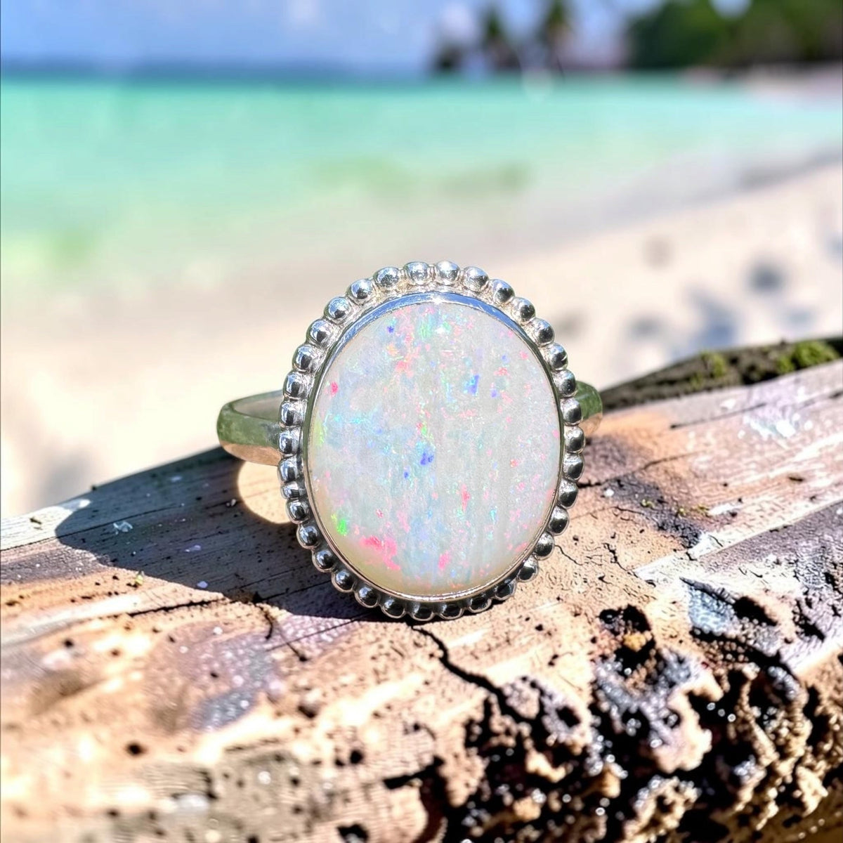 4ct Coober Pedy Opal Ring ~ 'Twelve Apostles Rainbow' | 925 Sterling Silver | Solid Australian Opal