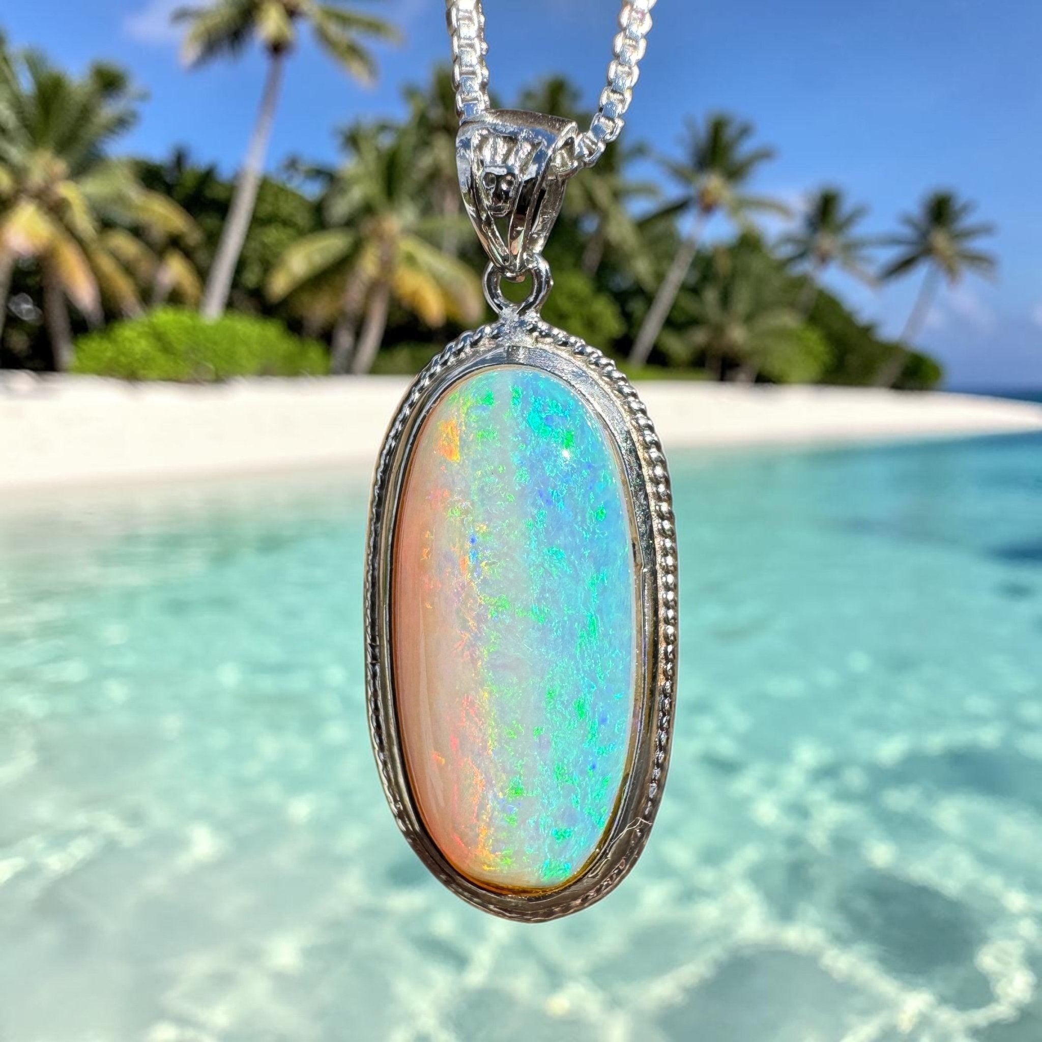 4ct Lightning Ridge Crystal Opal Pendant Necklace ~ 'Rottnest Deep' | 925 Sterling Silver | Solid Australian Opal