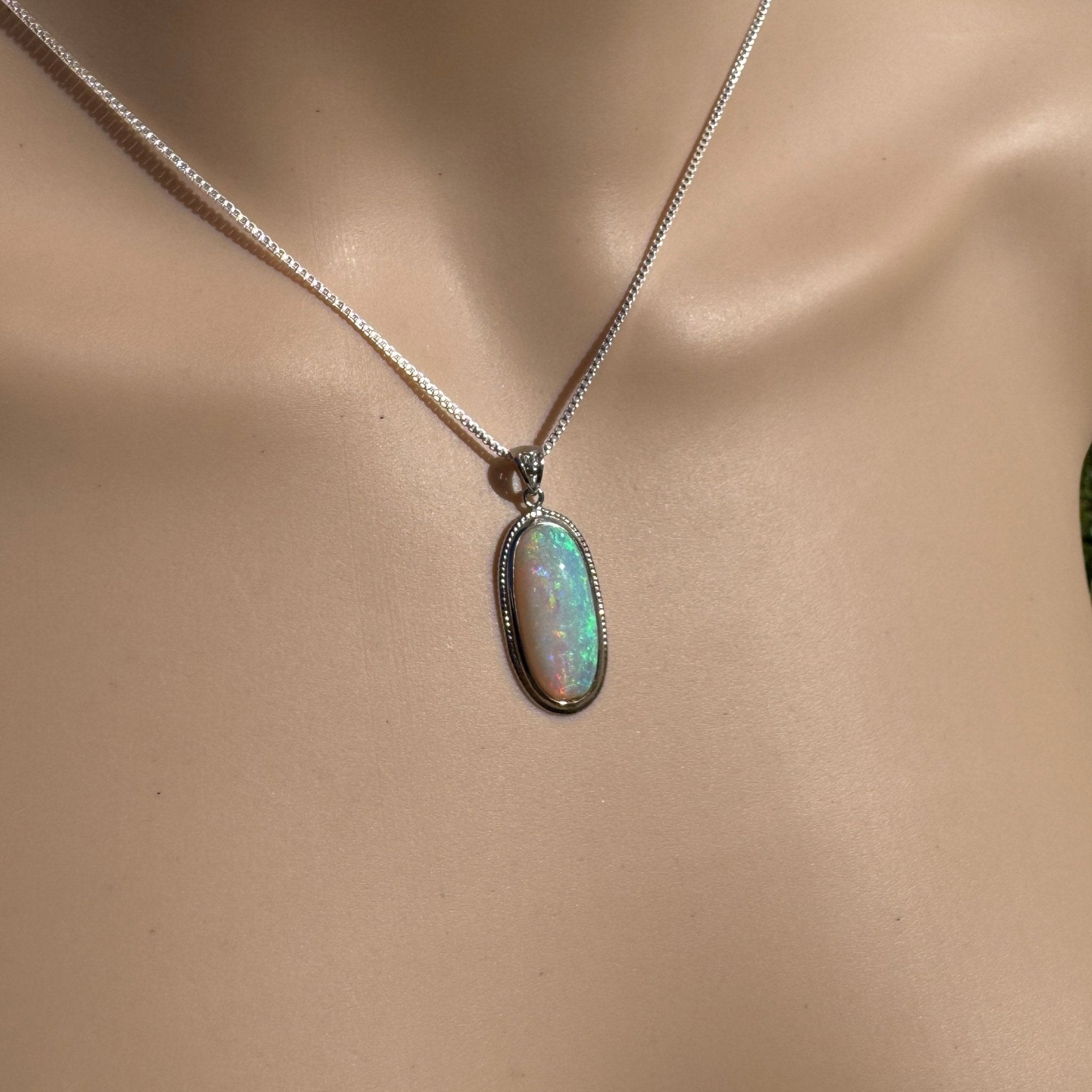 4ct Lightning Ridge Crystal Opal Pendant Necklace ~ 'Rottnest Deep' | 925 Sterling Silver | Solid Australian Opal