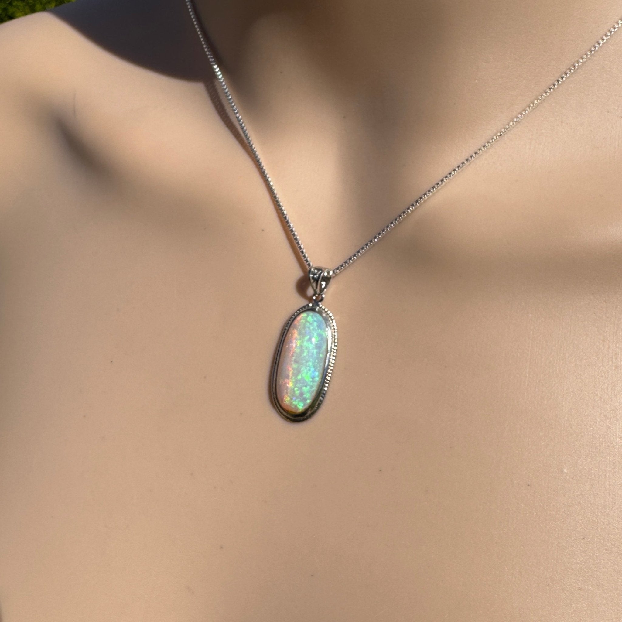 4ct Lightning Ridge Crystal Opal Pendant Necklace ~ 'Rottnest Deep' | 925 Sterling Silver | Solid Australian Opal