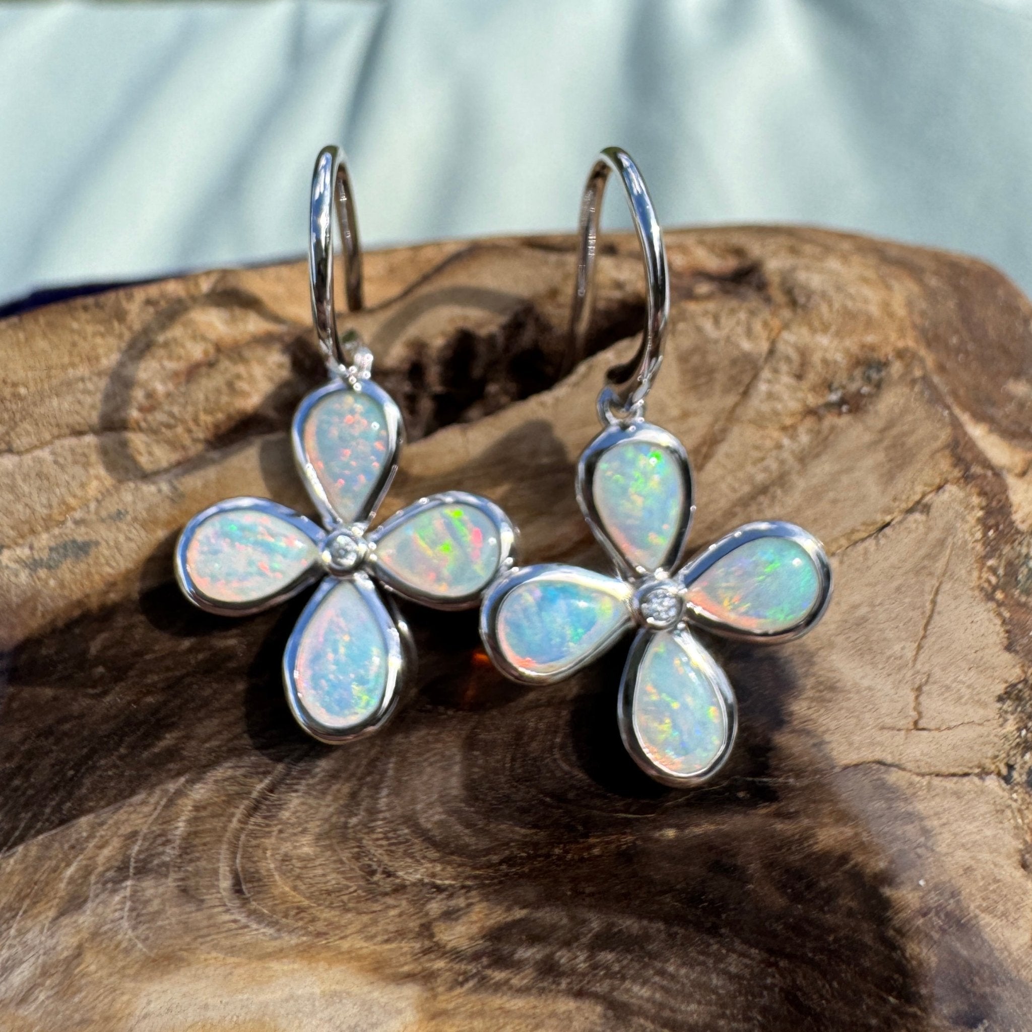 4ct Lightning Ridge Opal Hook Earrings ~ 'Agnes Water Dance' | 925 Sterling Silver | Solid Australian Opal
