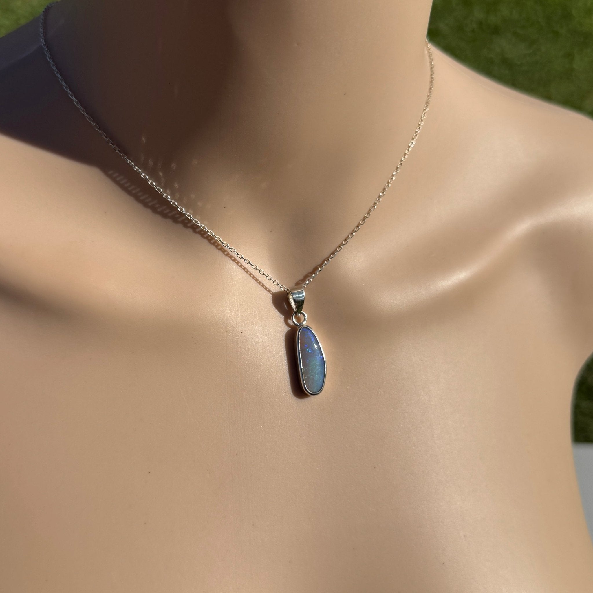 4ct Lightning Ridge Opal Pendant Necklace ~ 'Narran Lake Glow' | 925 Sterling Silver | Solid Australian Opal