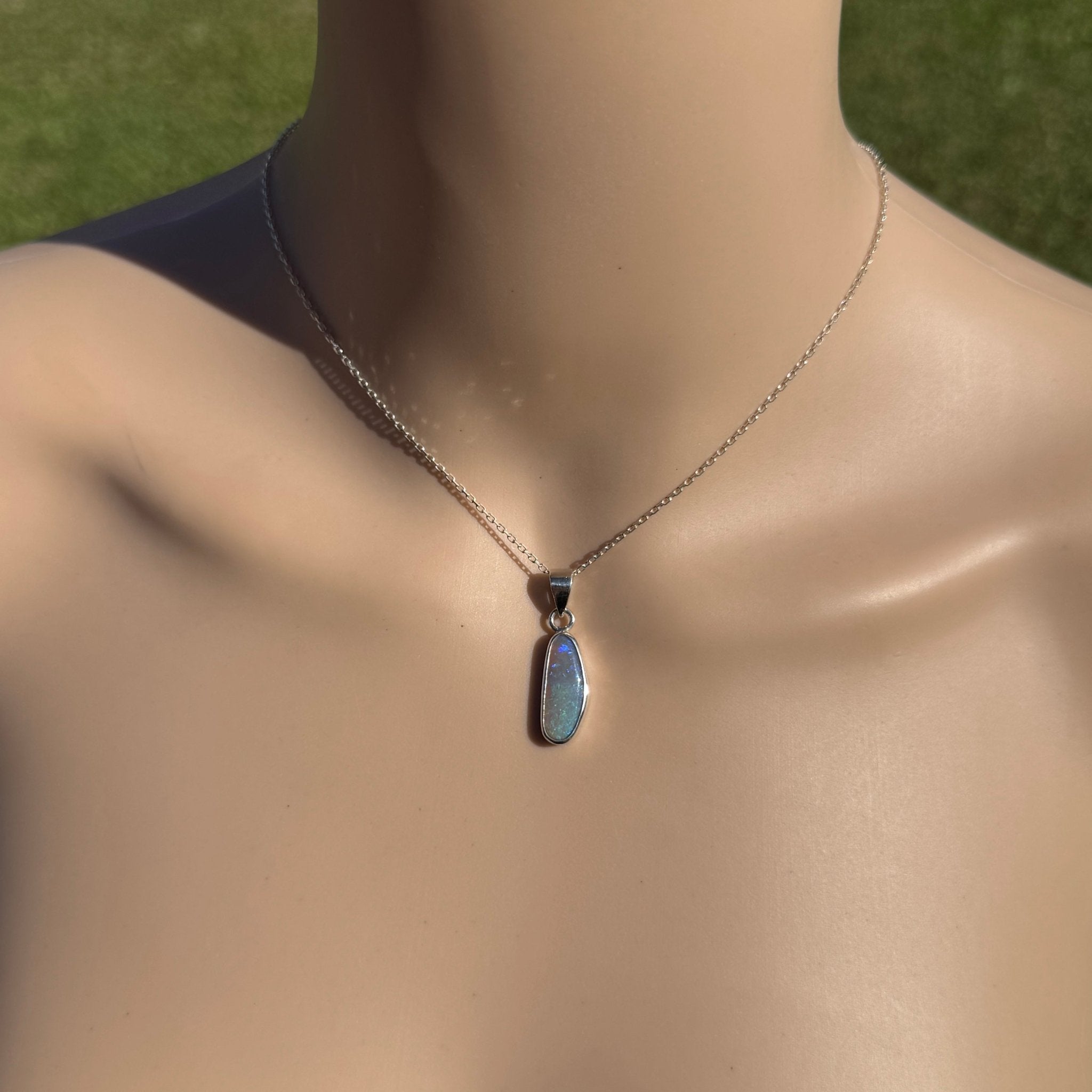 4ct Lightning Ridge Opal Pendant Necklace ~ 'Narran Lake Glow' | 925 Sterling Silver | Solid Australian Opal