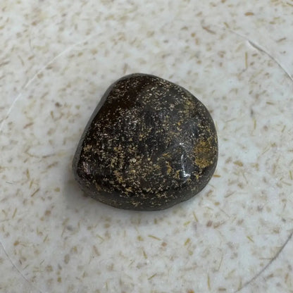 Polished dark speckled stone from 5.9ct Hand-cut Queensland Boulder Opal