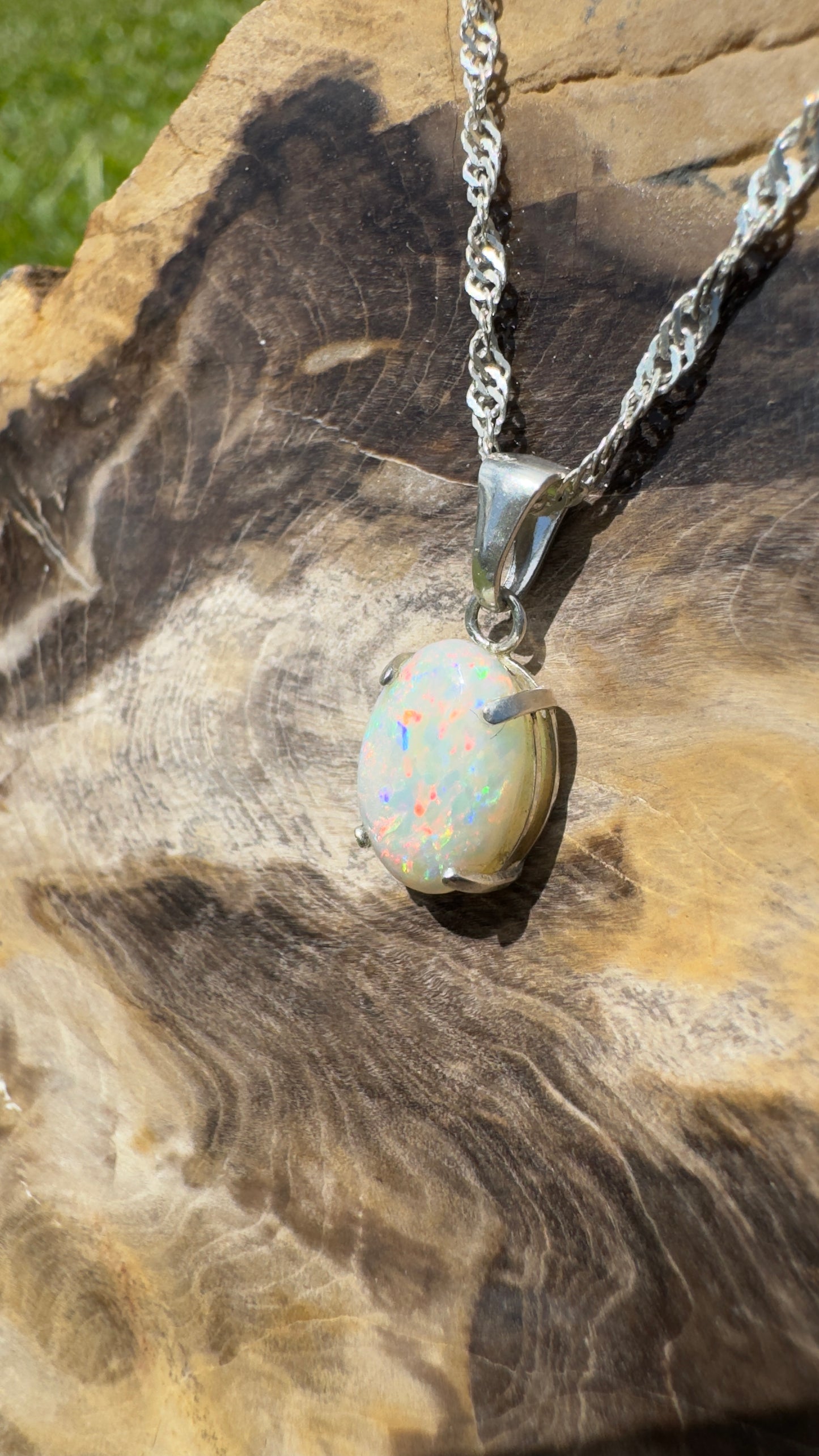 2.4ct Solid Coober Pedy Opal Sterling Silver Pendant