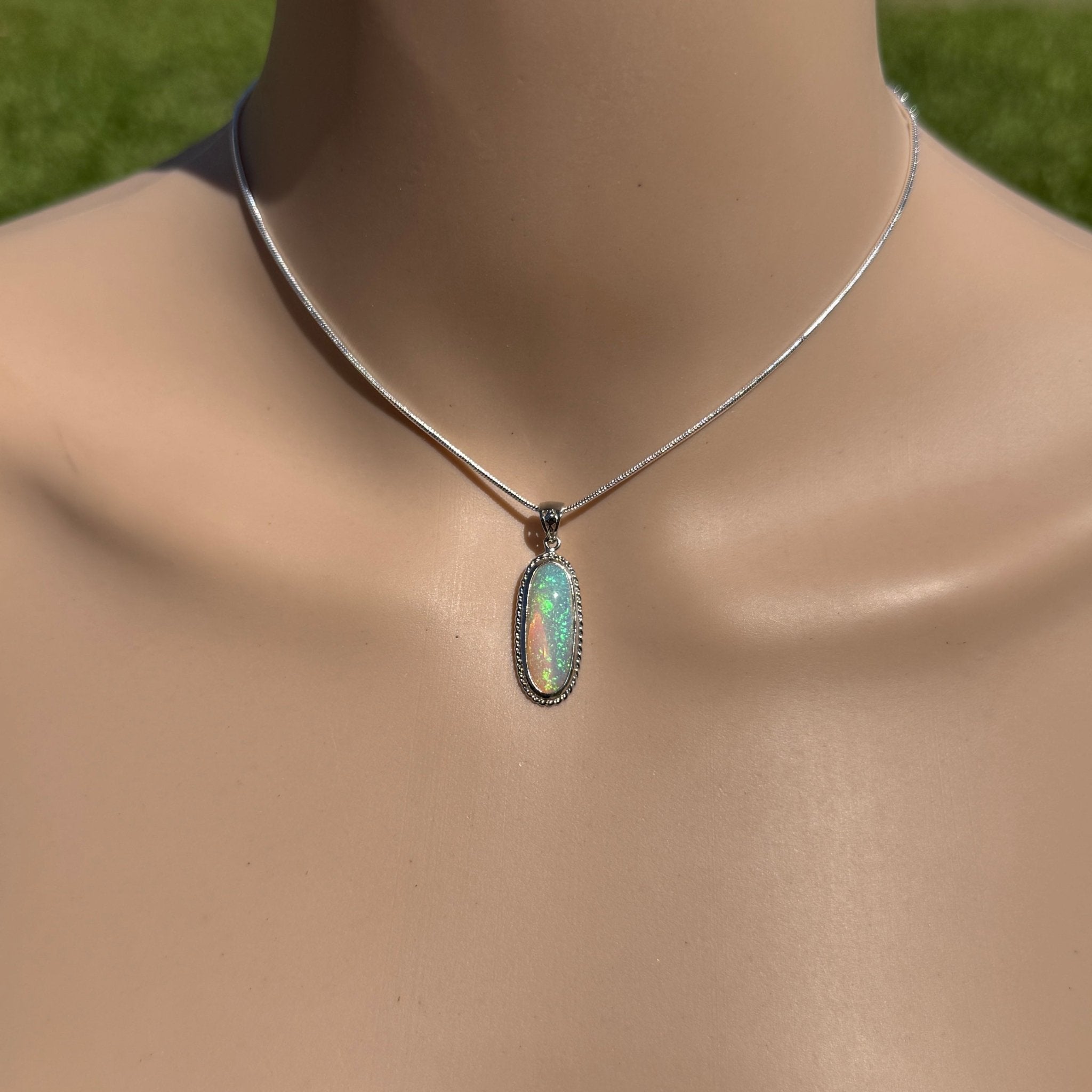 5.1ct Coober Pedy Crystal Opal Pendant Necklace ~ 'Moon Plain Starlight' | 925 Sterling Silver | Solid Australian Opal