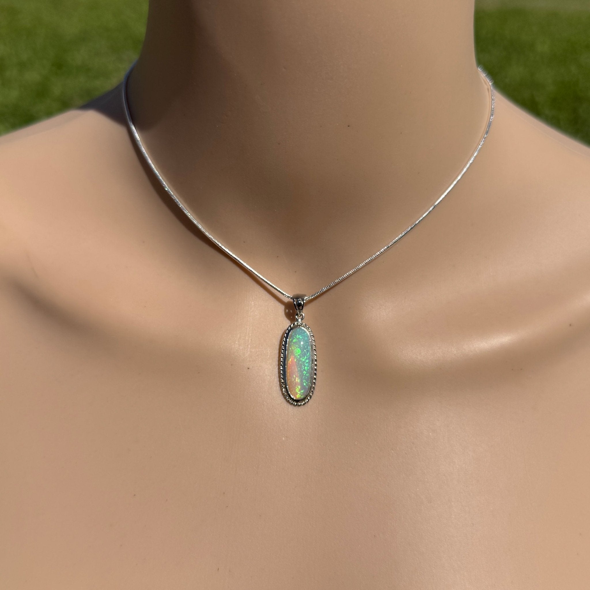5.1ct Coober Pedy Crystal Opal Pendant Necklace ~ 'Moon Plain Starlight' | 925 Sterling Silver | Solid Australian Opal