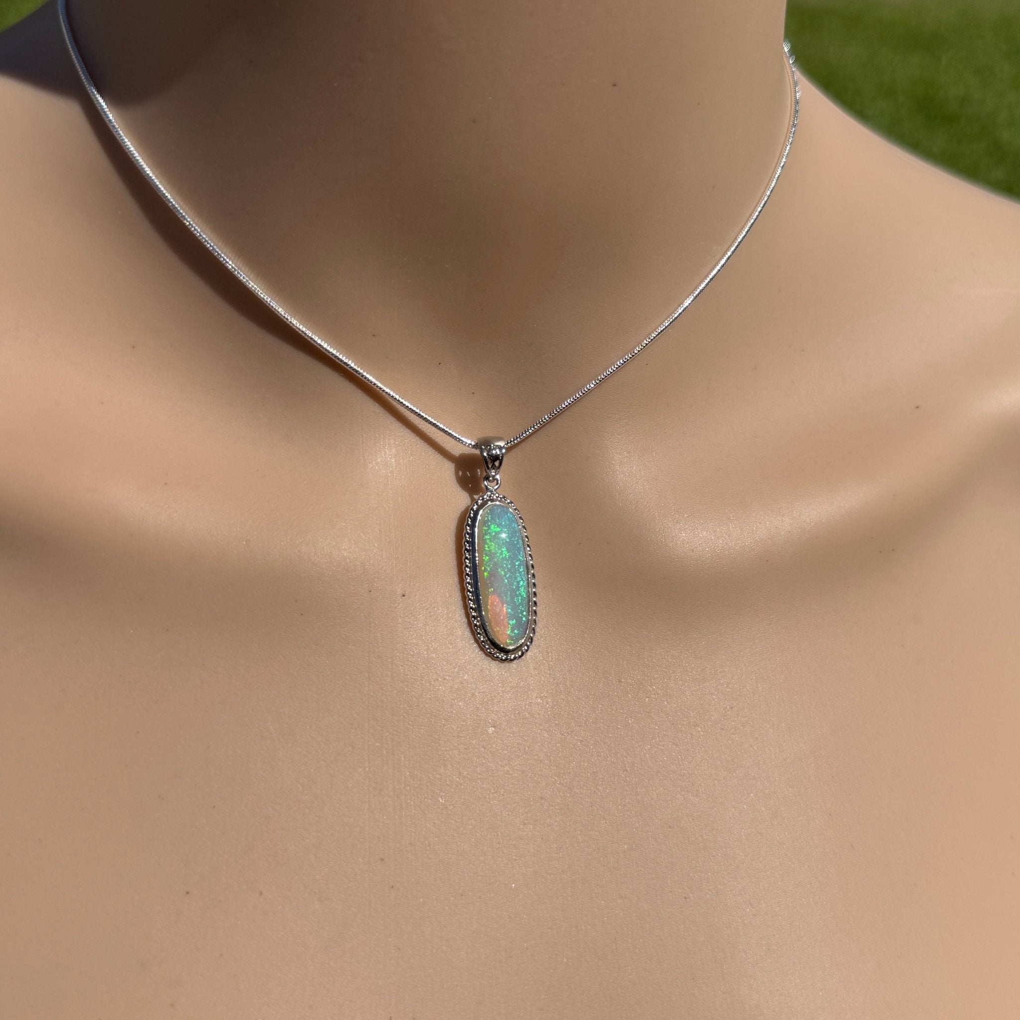 5.1ct Coober Pedy Crystal Opal Pendant Necklace ~ 'Moon Plain Starlight' | 925 Sterling Silver | Solid Australian Opal