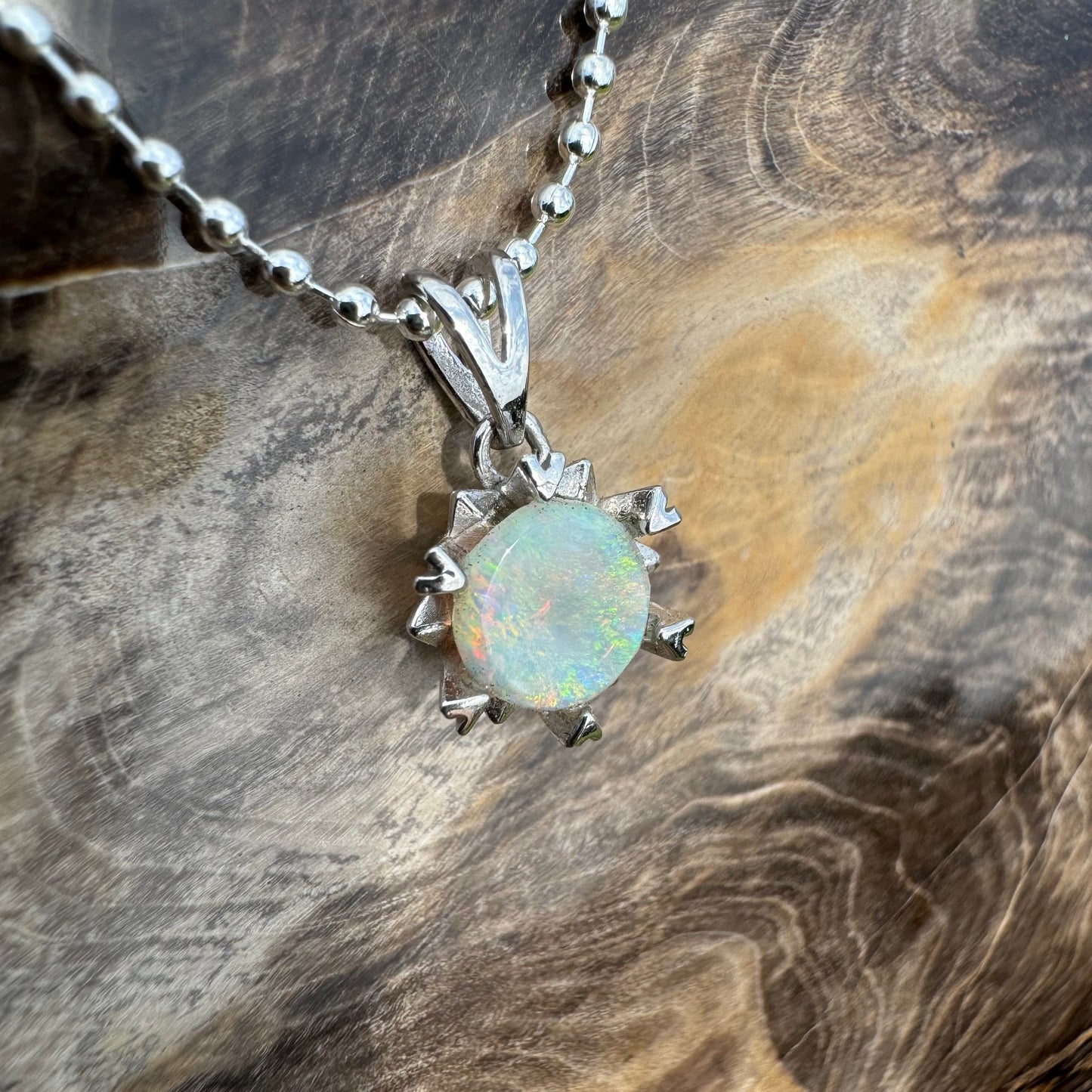 'Rainbow Ridge' ~ Handcrafted 0.8ct Solid Lightning Ridge Opal Sterling Silver Pendant Necklace - Iona Opal Australia