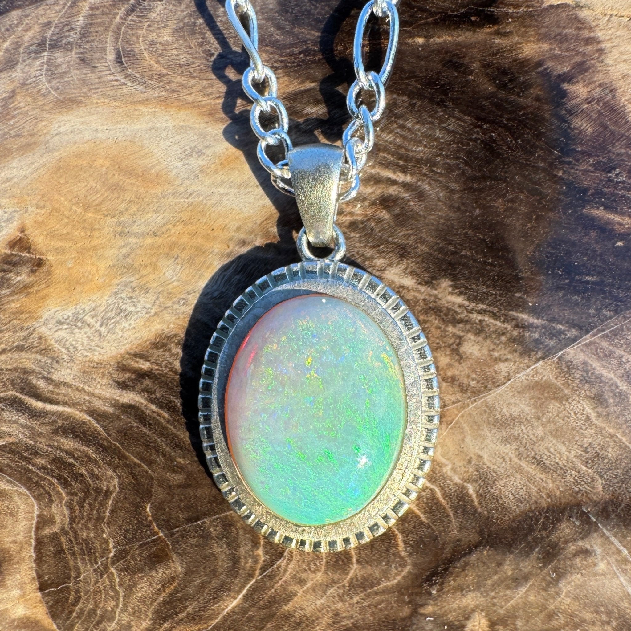 5.2ct Coober Pedy Opal Pendant Necklace ~ 'Kati Thanda Reflection' | 925 Sterling Silver | Solid Australian Opal