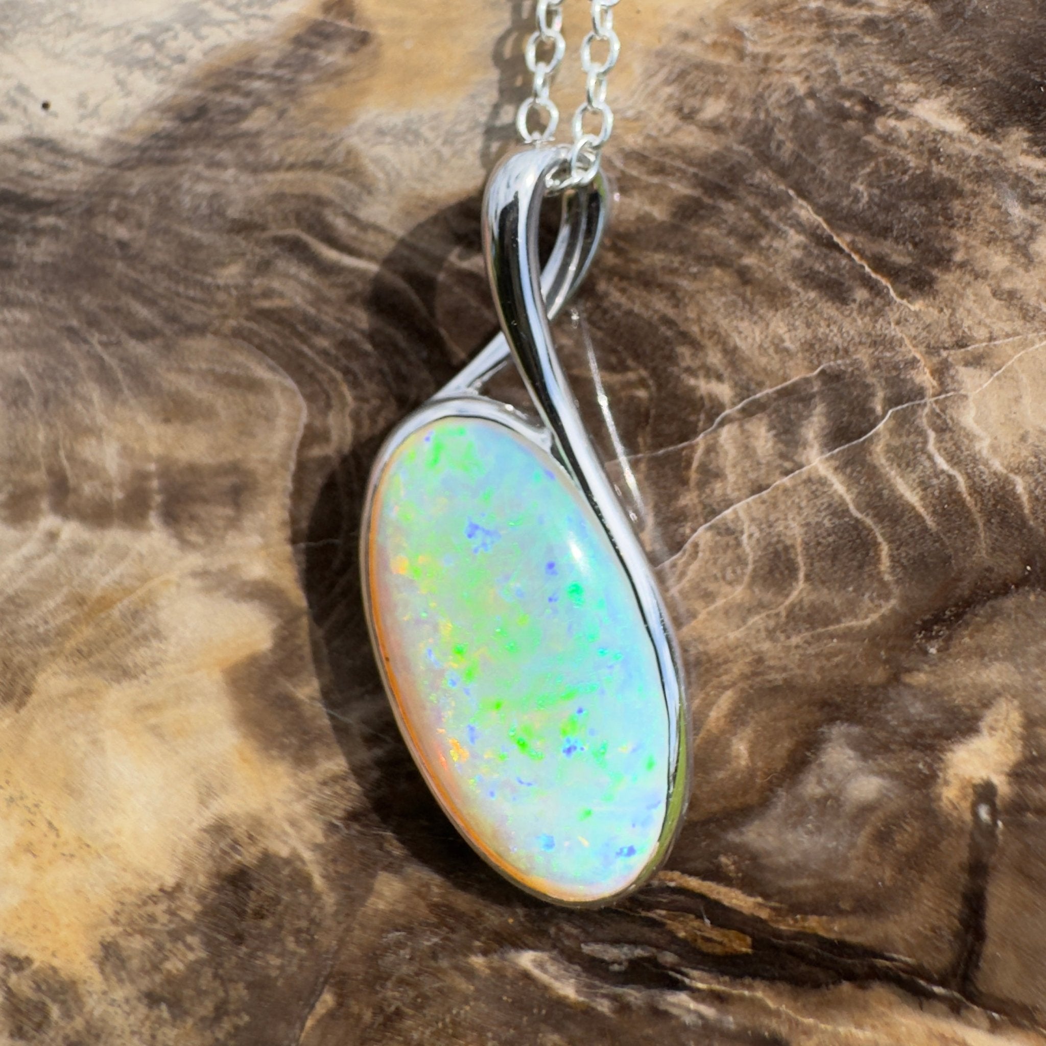 5.3ct Coober Pedy Crystal Opal Pendant Necklace ~ 'Narooma Depth' | 925 Sterling Silver | Solid Australian Opal