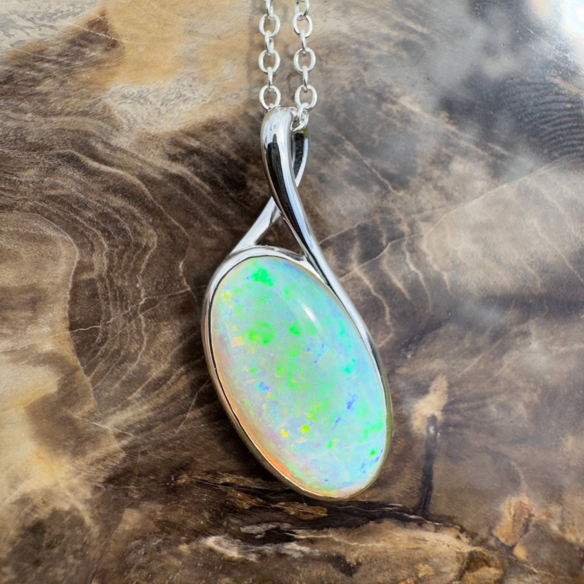 5.3ct Coober Pedy Crystal Opal Pendant Necklace ~ 'Narooma Depth' | 925 Sterling Silver | Solid Australian Opal