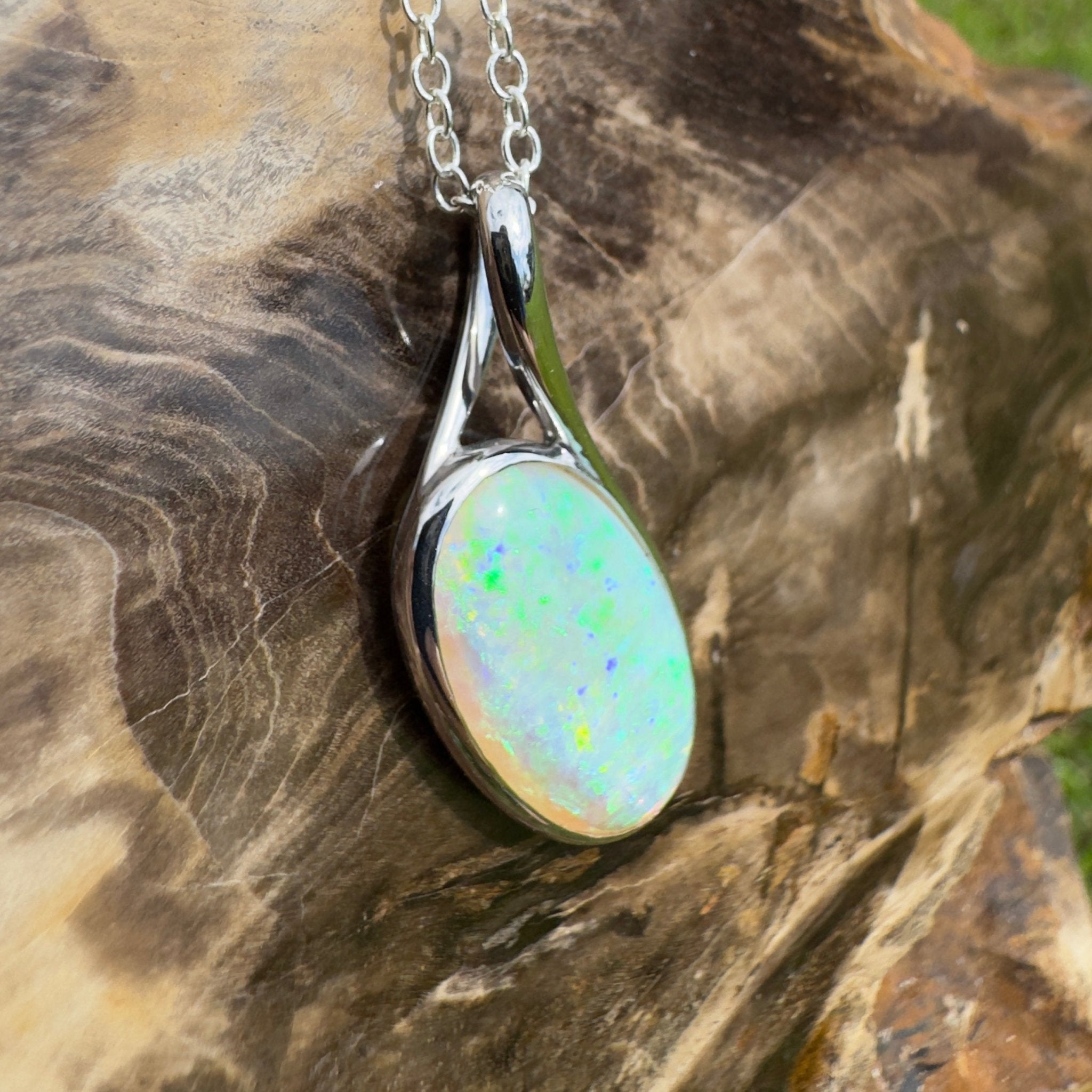 5.3ct Coober Pedy Crystal Opal Pendant Necklace ~ 'Narooma Depth' | 925 Sterling Silver | Solid Australian Opal