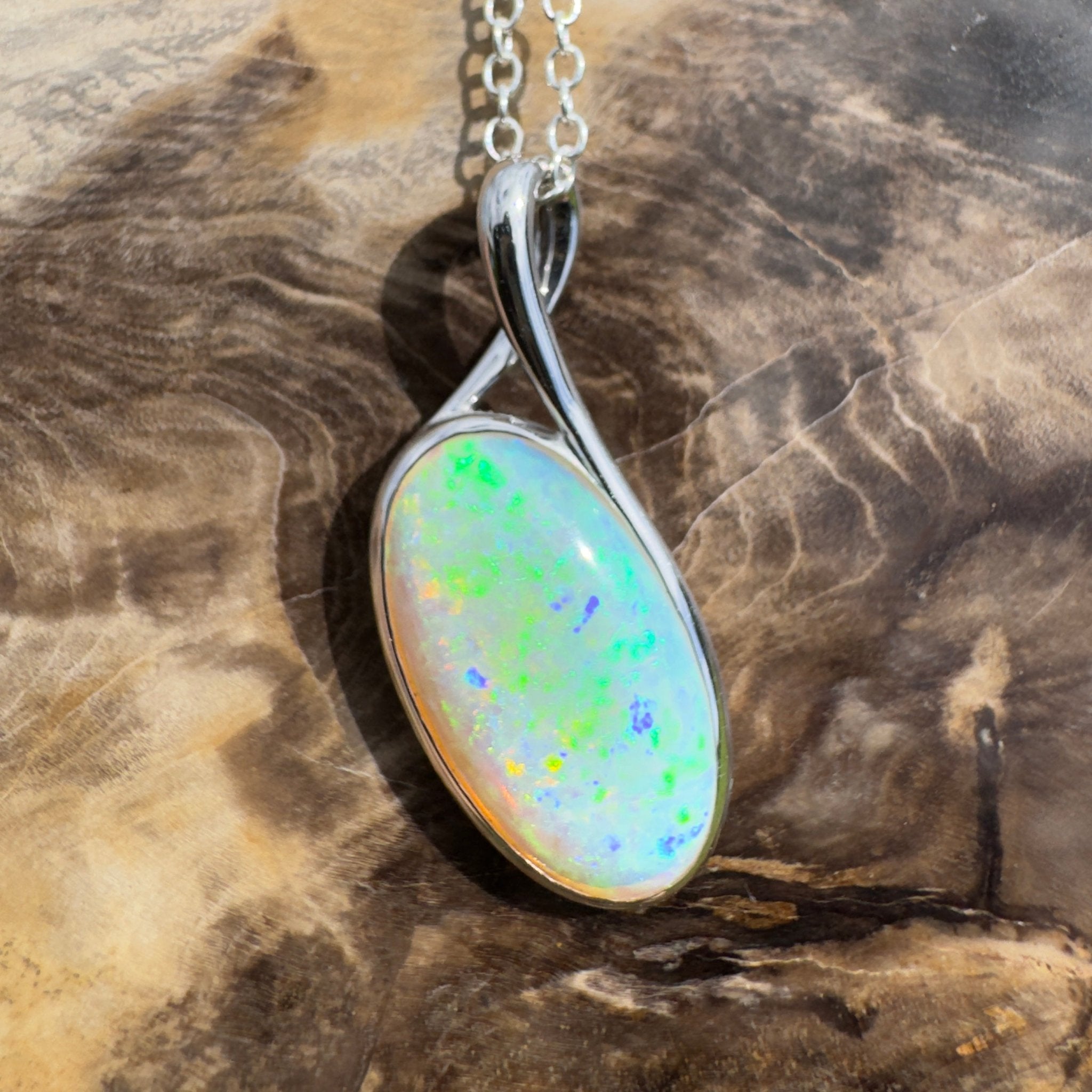 5.3ct Coober Pedy Crystal Opal Pendant Necklace ~ 'Narooma Depth' | 925 Sterling Silver | Solid Australian Opal
