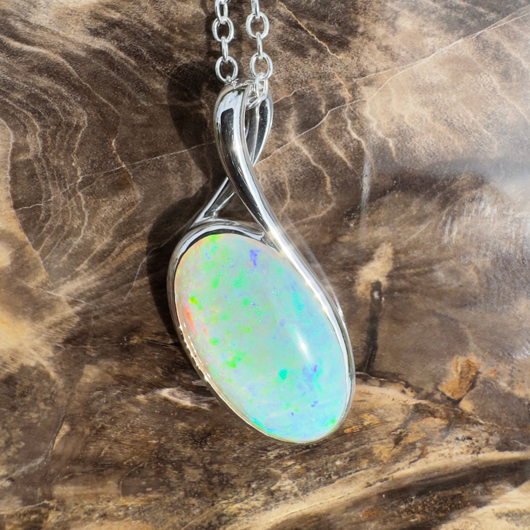 5.3ct Coober Pedy Crystal Opal Pendant Necklace ~ 'Narooma Depth' | 925 Sterling Silver | Solid Australian Opal