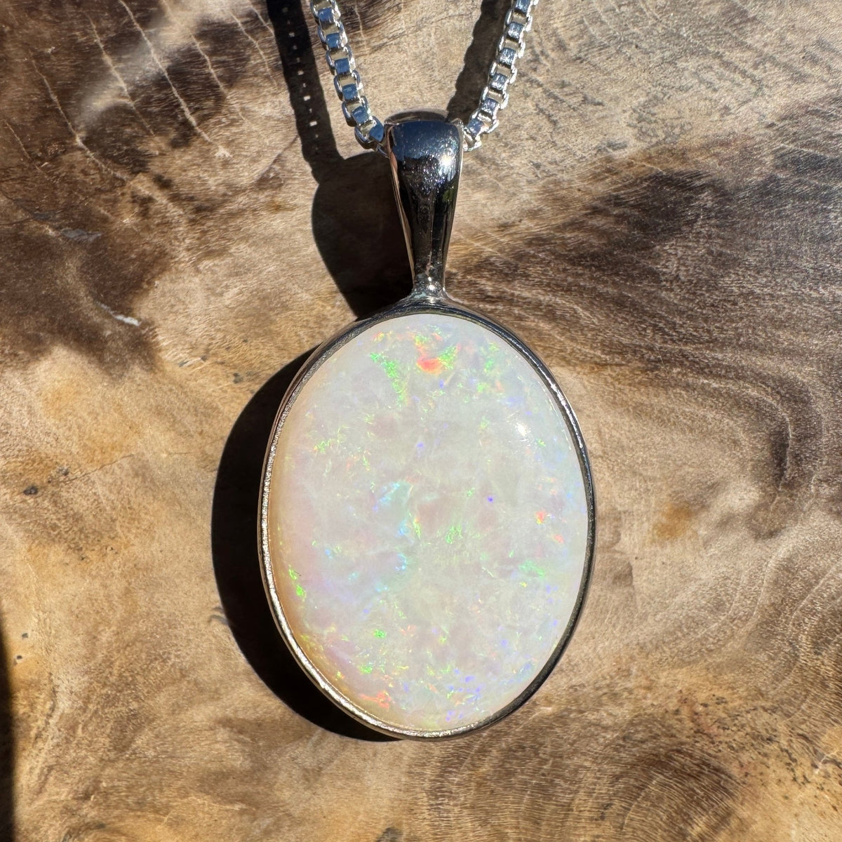 5.3ct Coober Pedy Opal Pendant Necklace ~ 'Shothole Canyon Colour' | 925 Sterling Silver | Solid Australian Opal