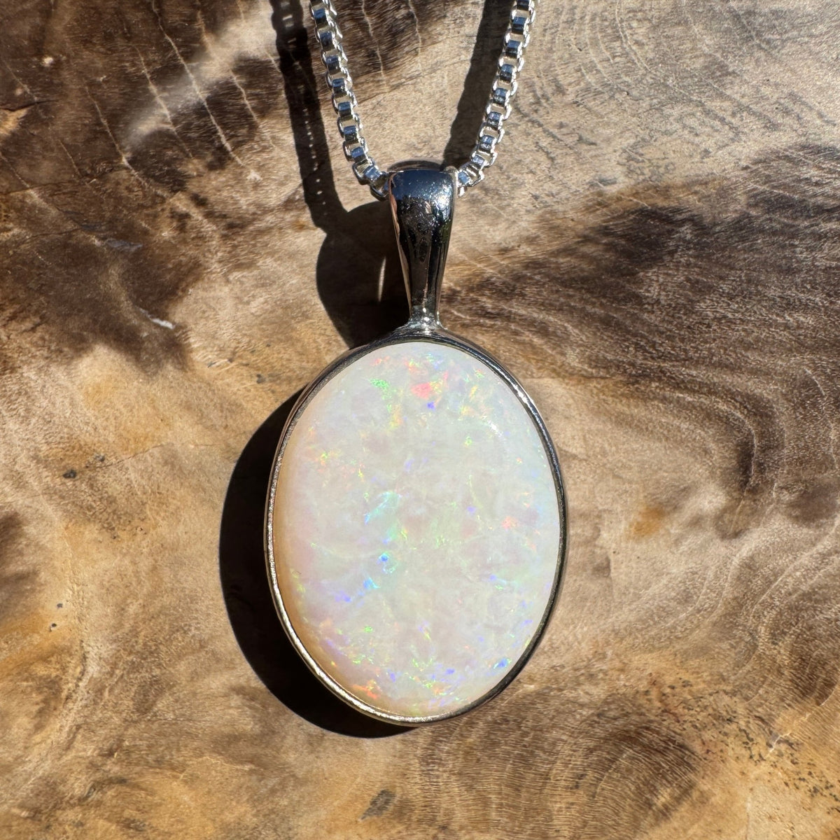 5.3ct Coober Pedy Opal Pendant Necklace ~ 'Shothole Canyon Colour' | 925 Sterling Silver | Solid Australian Opal
