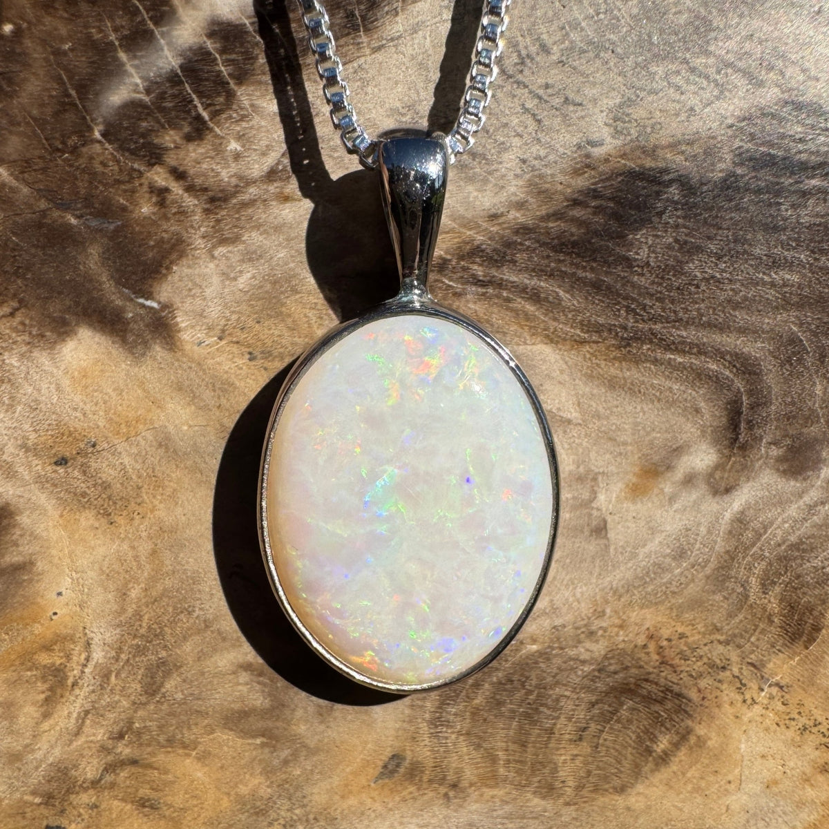 5.3ct Coober Pedy Opal Pendant Necklace ~ 'Shothole Canyon Colour' | 925 Sterling Silver | Solid Australian Opal