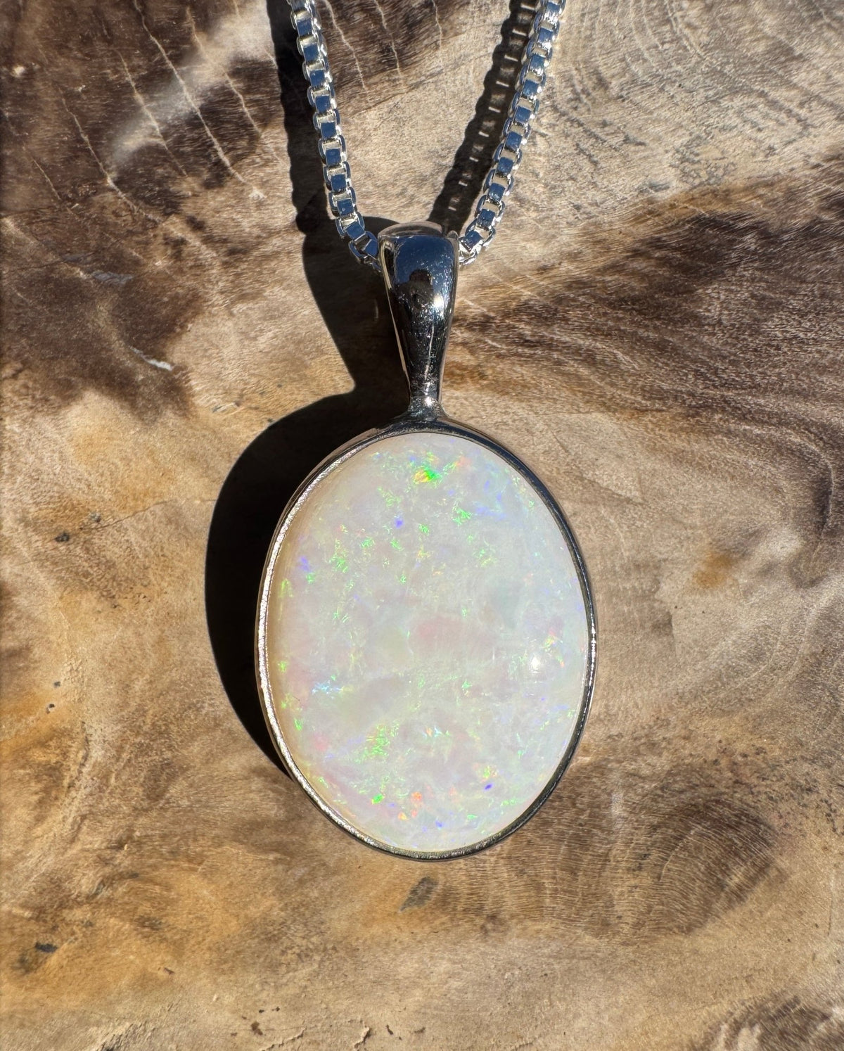 5.3ct Coober Pedy Opal Pendant Necklace ~ 'Shothole Canyon Colour' | 925 Sterling Silver | Solid Australian Opal