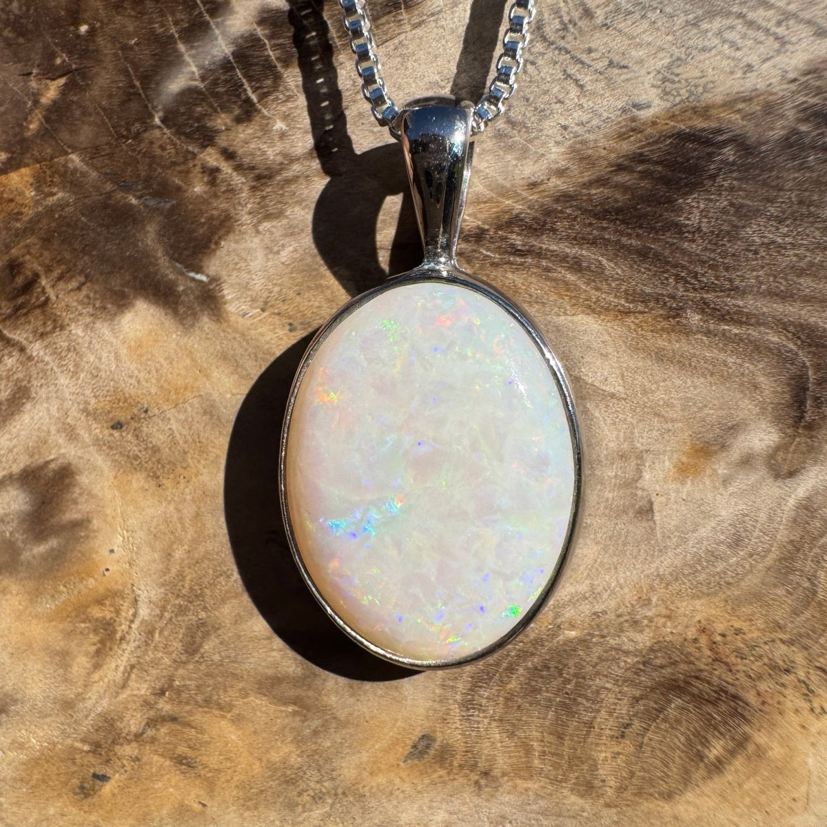 5.3ct Coober Pedy Opal Pendant Necklace ~ 'Shothole Canyon Colour' | 925 Sterling Silver | Solid Australian Opal