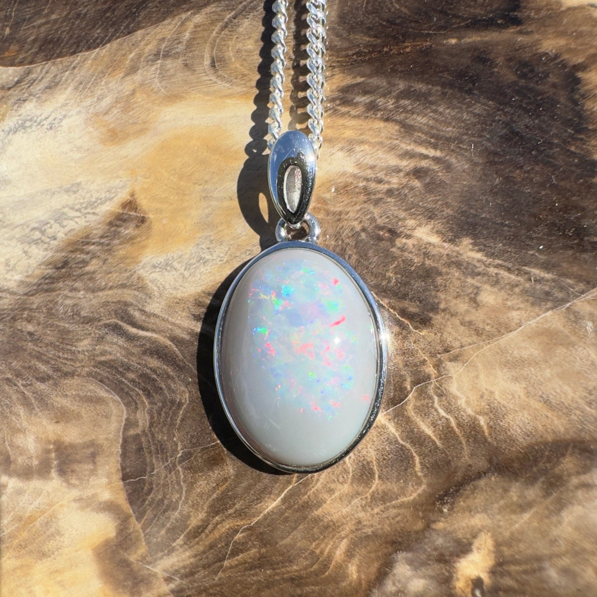 5.3ct Coober Pedy Opal Pendant Necklace ~ 'Uluru After Dark' | 925 Sterling Silver | Solid Australian Opal