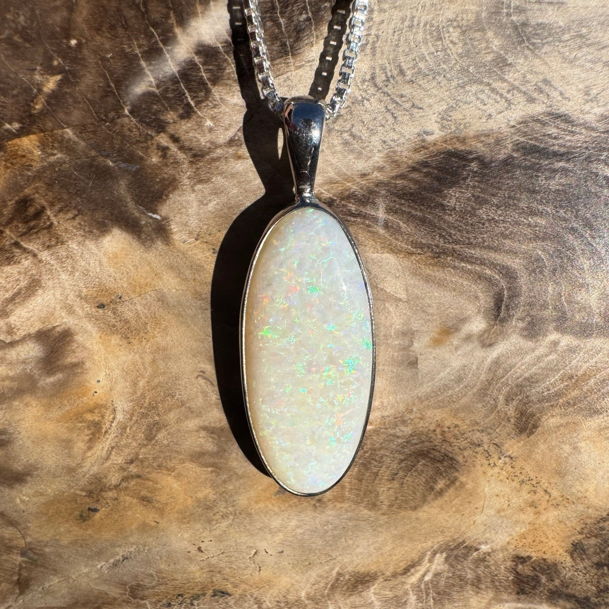 5.6ct Coober Pedy Opal Pendant Necklace ~ 'Lake Ballard Ember' | 925 Sterling Silver | Solid Australian Opal