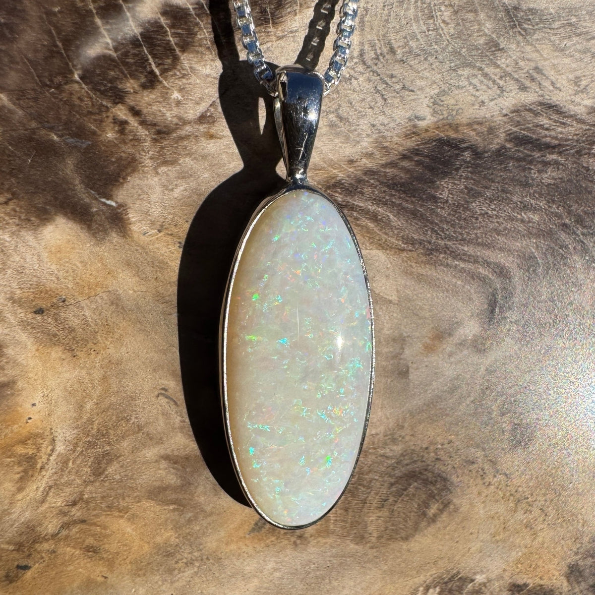 5.6ct Coober Pedy Opal Pendant Necklace ~ 'Lake Ballard Ember' | 925 Sterling Silver | Solid Australian Opal