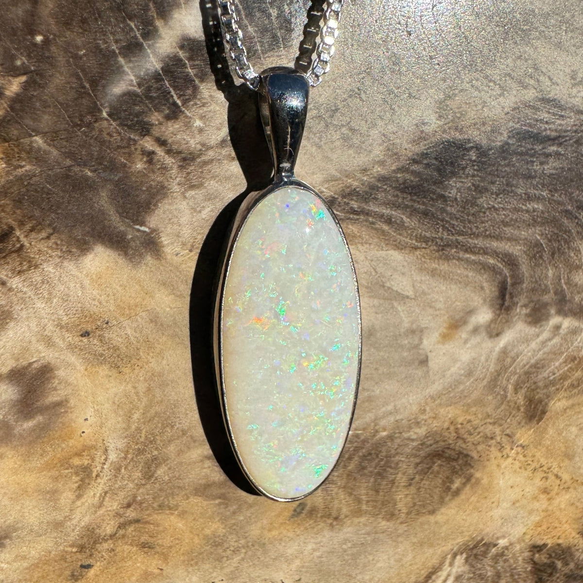 5.6ct Coober Pedy Opal Pendant Necklace ~ 'Lake Ballard Ember' | 925 Sterling Silver | Solid Australian Opal