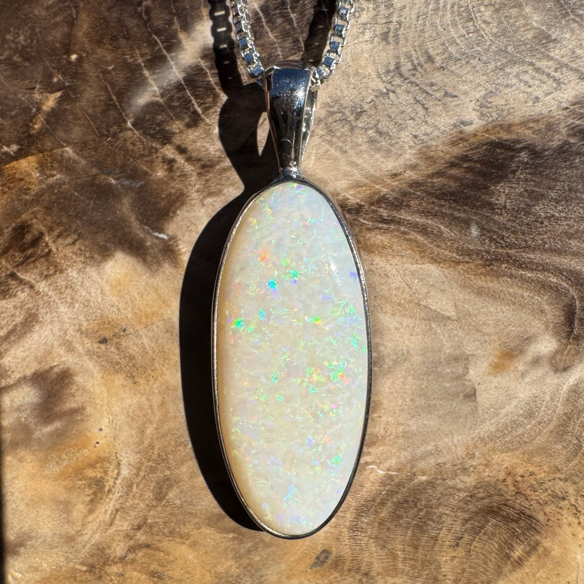 5.6ct Coober Pedy Opal Pendant Necklace ~ 'Lake Ballard Ember' | 925 Sterling Silver | Solid Australian Opal