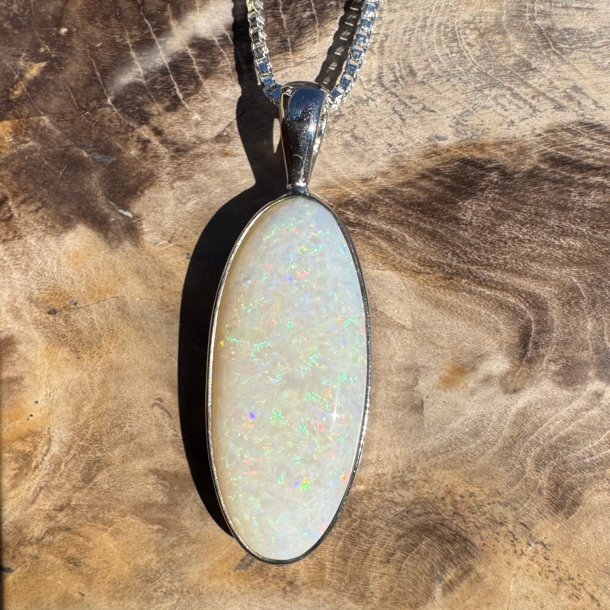 5.6ct Coober Pedy Opal Pendant Necklace ~ 'Lake Ballard Ember' | 925 Sterling Silver | Solid Australian Opal
